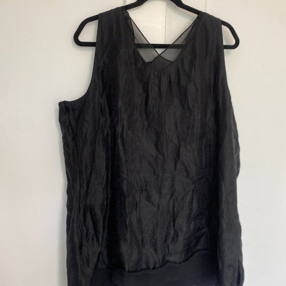 Coldwater Creek Sleeveless Black V-Neck Semi Sheer Tunic Blouse Top Plus Size 2X - Picture 4 of 7